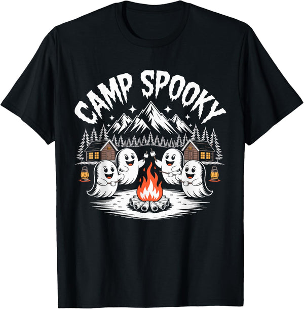 Camp Spooky Halloween Camping Hiking Men Women Kids T-Shirt