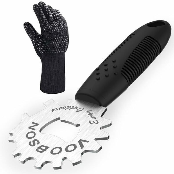VOOBSON Grill Scraper Stainless Steel Extended Handle Bottle Opener Gloves